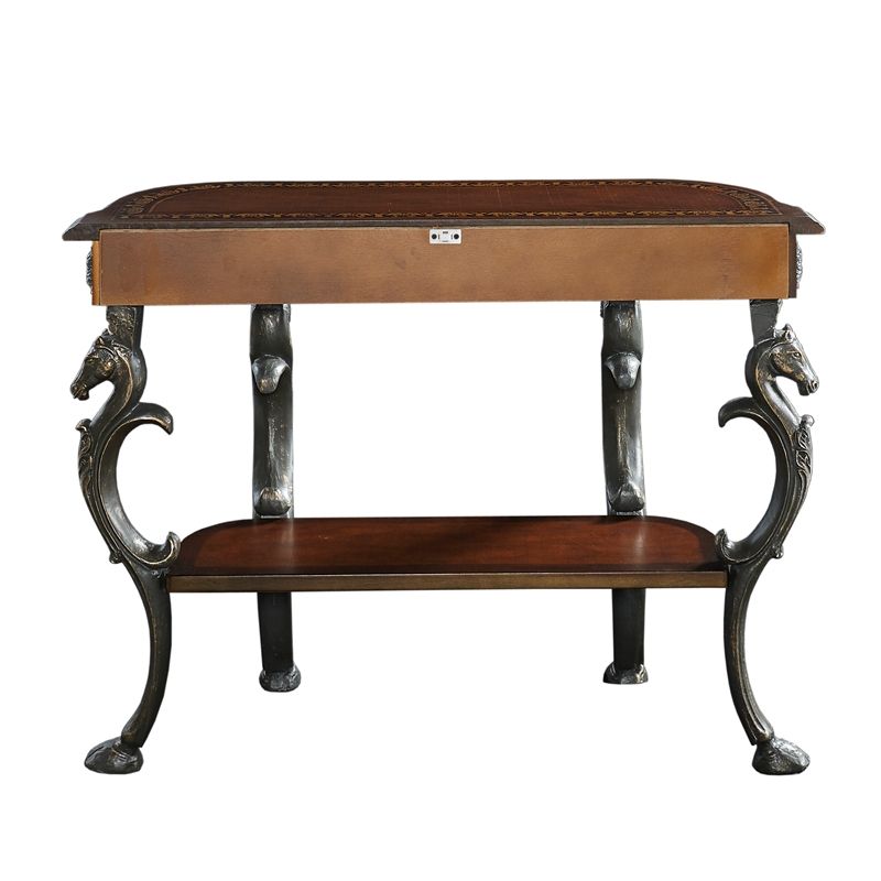 Powell Masterpiece Floral Demilune Metal And Wood Console Table In Pertaining To Brown Wood And Steel Plate Console Tables (View 15 of 20)