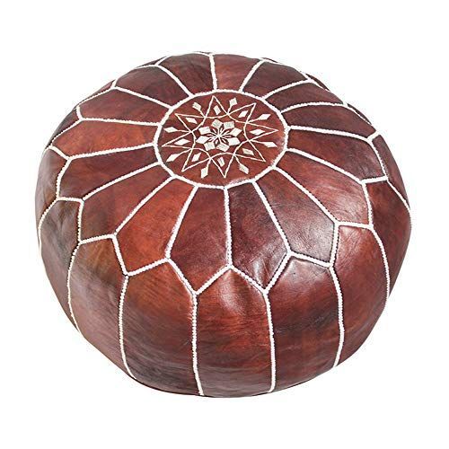 Premium Handmade Dark Brown Tobacco Poufs Moroccan Leathe Https Intended For Brown Moroccan Inspired Pouf Ottomans (View 10 of 20)