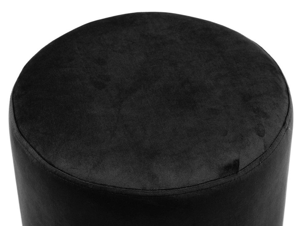 Pri Black Velvet Round Ottomantov Furniture Regarding Black Fabric Ottomans With Fringe Trim (View 12 of 20)