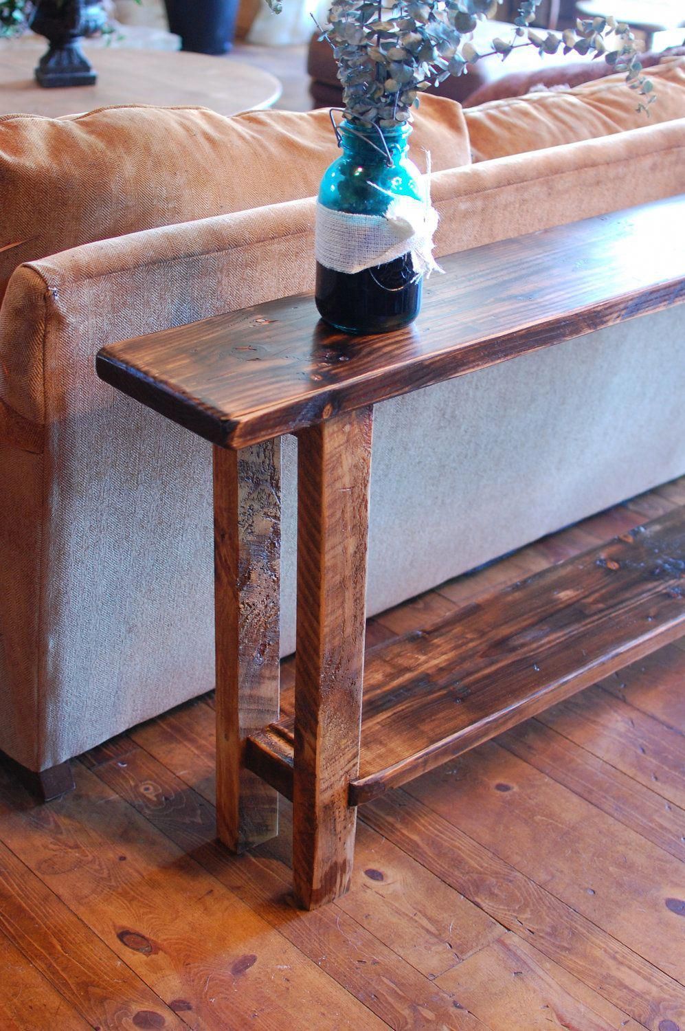Primitive Reclaimed Wood Sofa Entry Table 7ft Longthelakenest # With Regard To Rustic Espresso Wood Console Tables (View 14 of 20)