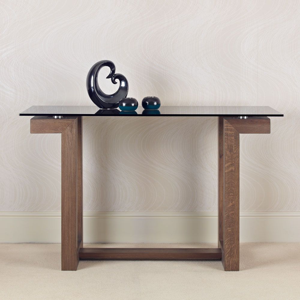 Primo Oak & Glass Console Table 1.5m – Con Tempo Furniture Intended For Glass Console Tables (Gallery 19 of 20)