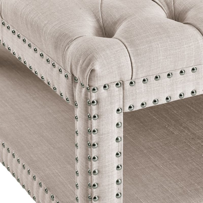 Pulaski – Beige Button Tufted Cocktail Ottoman – Ds D153 603 619 Throughout Linen Sandstone Tufted Fabric Cocktail Ottomans (View 18 of 20)