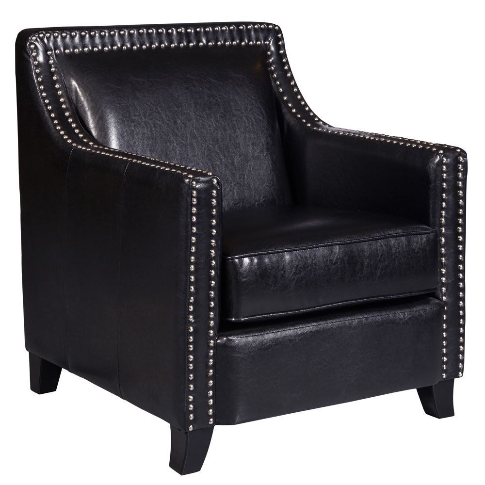 Pulaski – Black Faux Leather Swoop Arm Accent Chair – Ds D113002 For Lack Faux Fur Round Accent Stools With Storage (View 20 of 20)