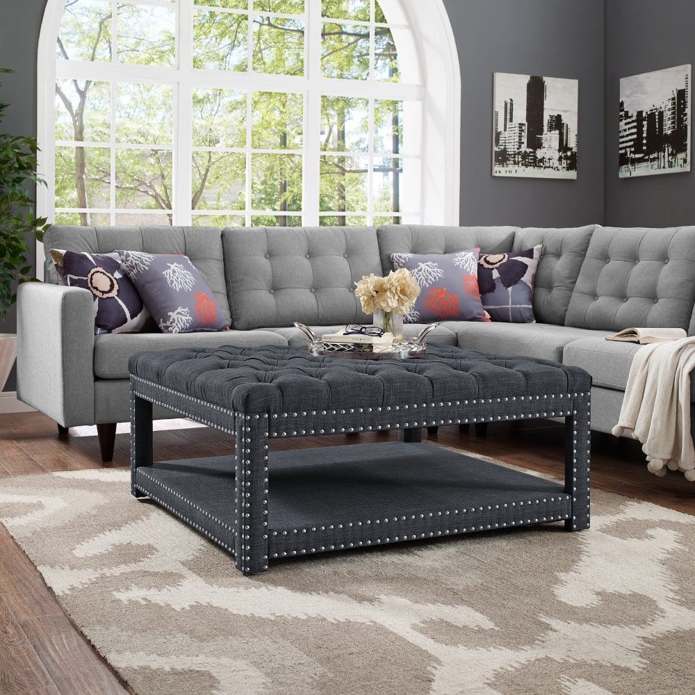 Pulaski – Charcoal Button Tufted Cocktail Ottoman – Ds D153 603 621 With Charcoal Fabric Tufted Storage Ottomans (View 18 of 20)