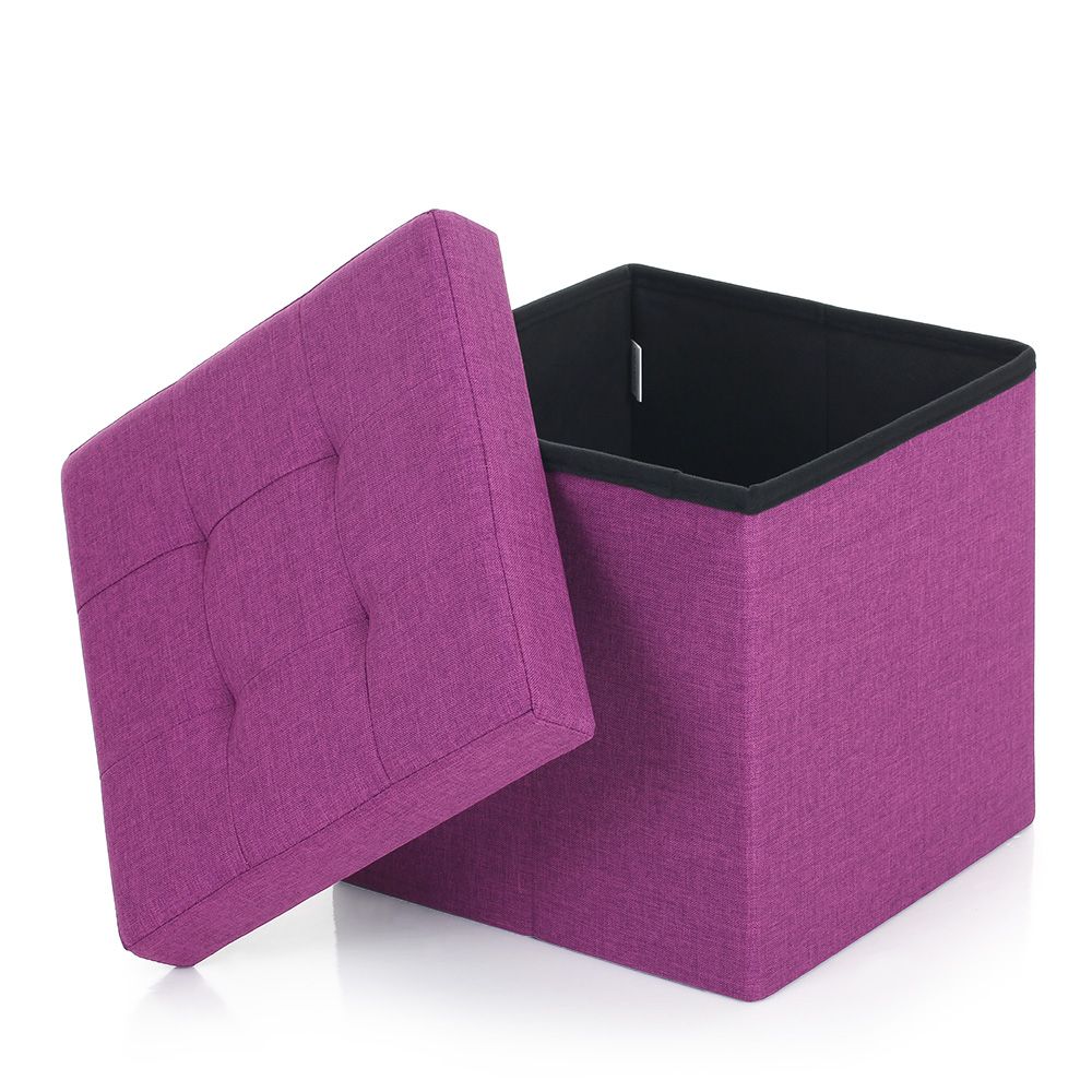 Purple Ikayaa Modern Linen Fabric Foldable Storage Ottoman – Lovdock For Lavender Fabric Storage Ottomans (Gallery 19 of 20)