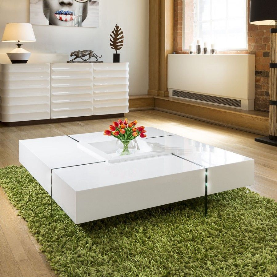 Quatropi Modern Large White Gloss Coffee Table 1194mm Square 30cm High Pertaining To Square High Gloss Console Tables (View 4 of 20)