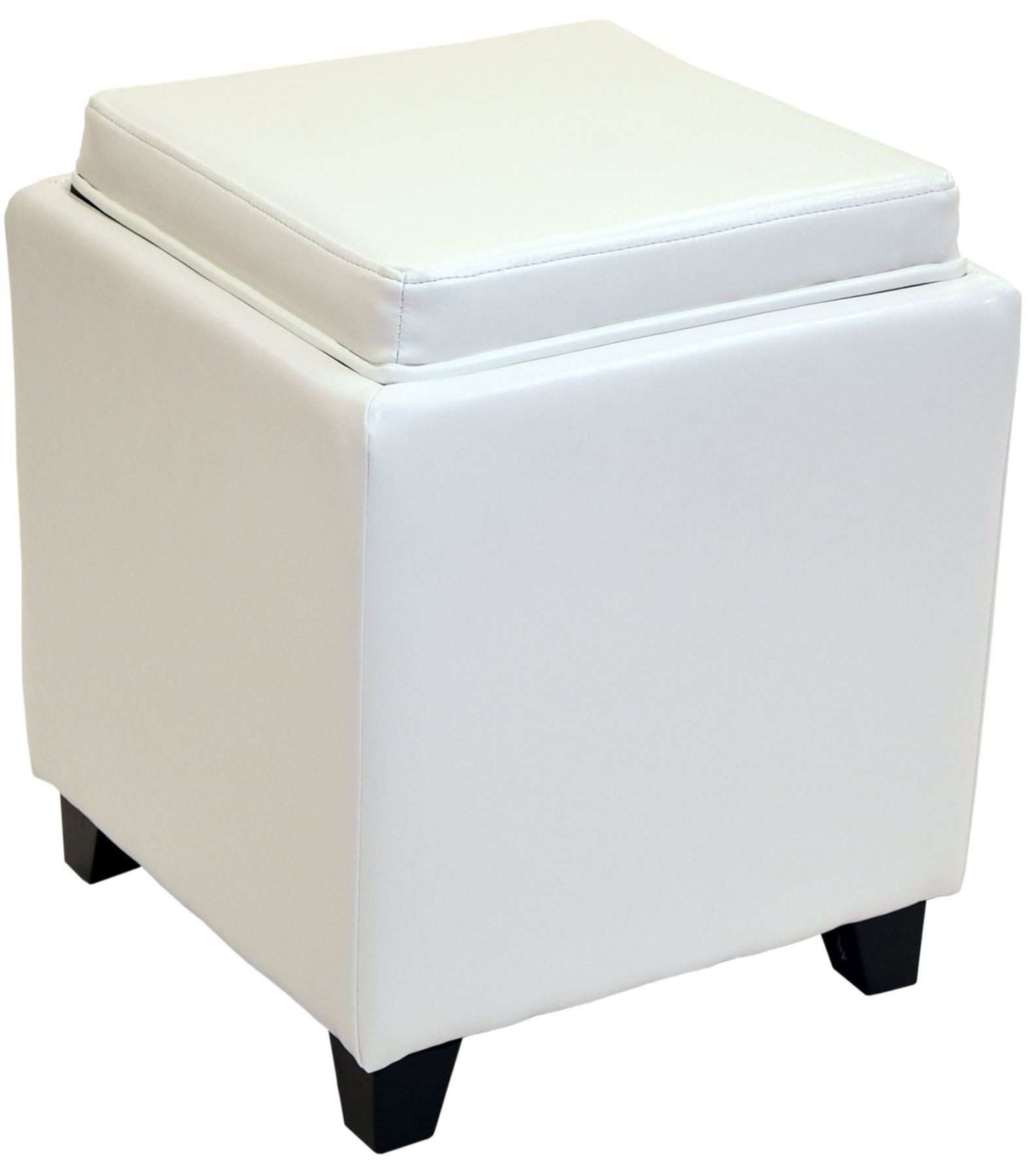 Rainbow White Bonded Leather Storage Ottoman With Tray, Lc530otlewh For White Leatherette Ottomans (View 17 of 20)