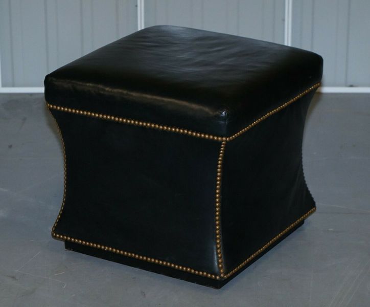 Ralph Lauren Black Leather Florence Ottoman In The Style Of Victorian Throughout Black Leather Foot Stools (View 13 of 20)