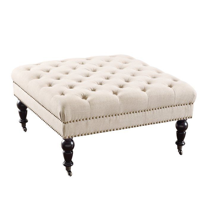 Randy Tufted Ottoman | Tufted Ottoman, Square Ottoman, Ottoman For Natural Fabric Square Ottomans (View 15 of 20)