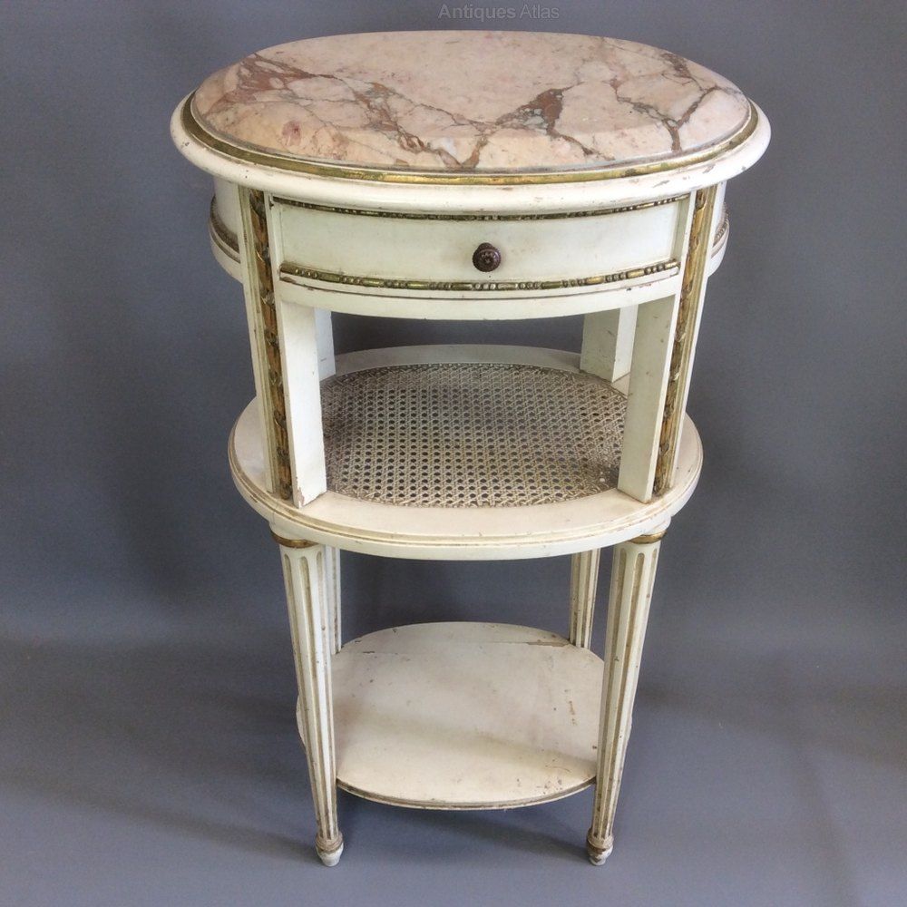 Rare Pair Of French Oval Painted Bedside Tables – Antiques Atlas Intended For Oval Corn Straw Rope Console Tables (View 18 of 20)
