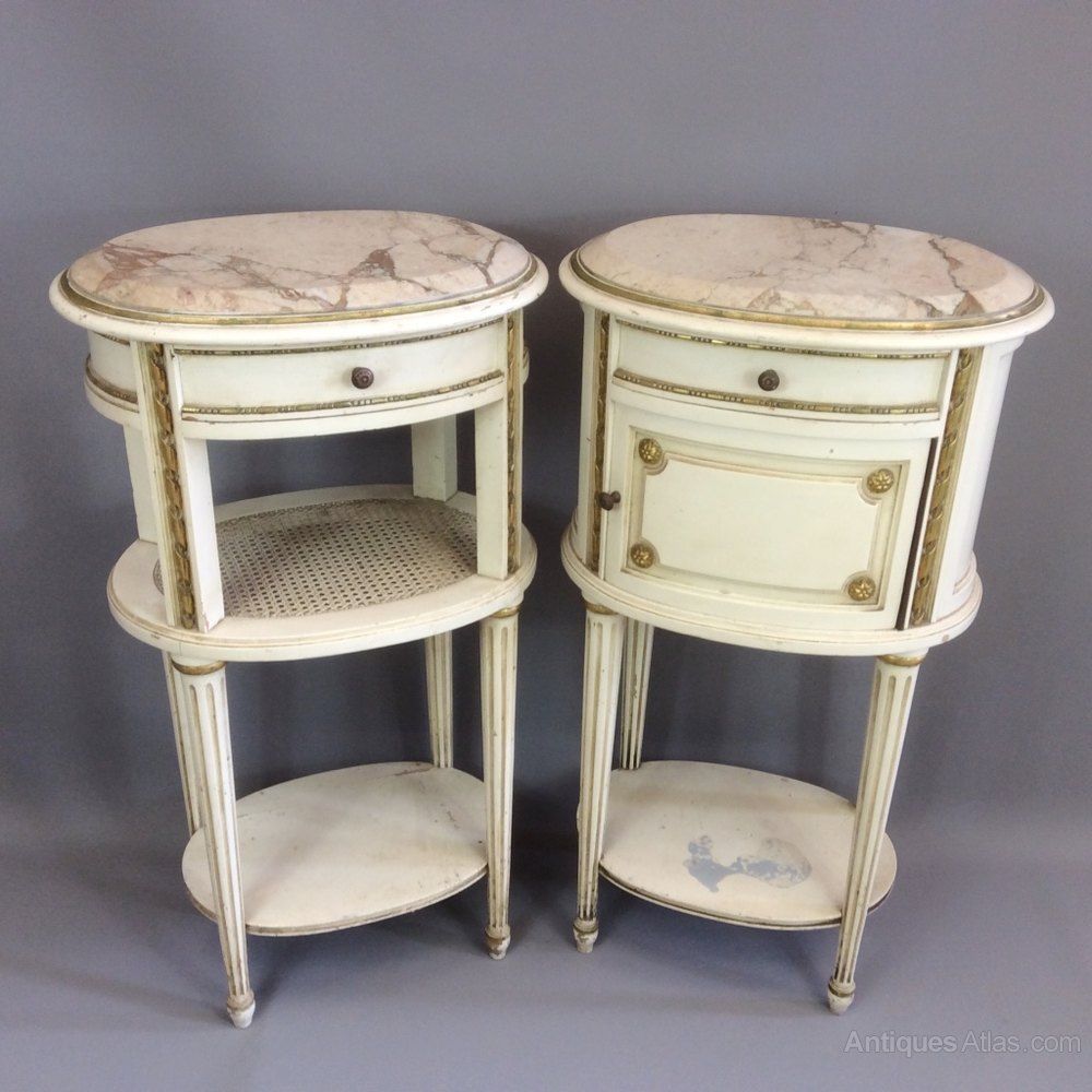 Rare Pair Of French Oval Painted Bedside Tables – Antiques Atlas With Oval Corn Straw Rope Console Tables (View 15 of 20)