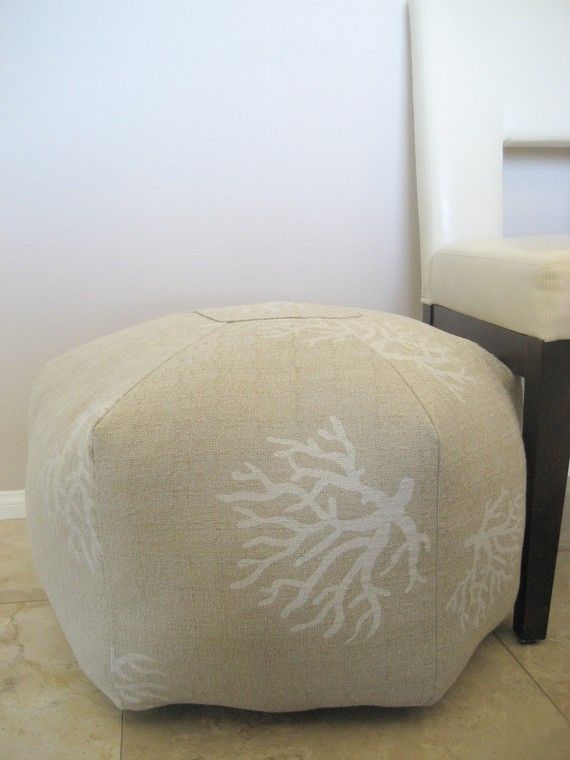 Ready To Ship 24 Ottoman Pouf Floor Pillow Natural | Etsy | Pouf Within Natural Beige And White Cylinder Pouf Ottomans (View 5 of 20)