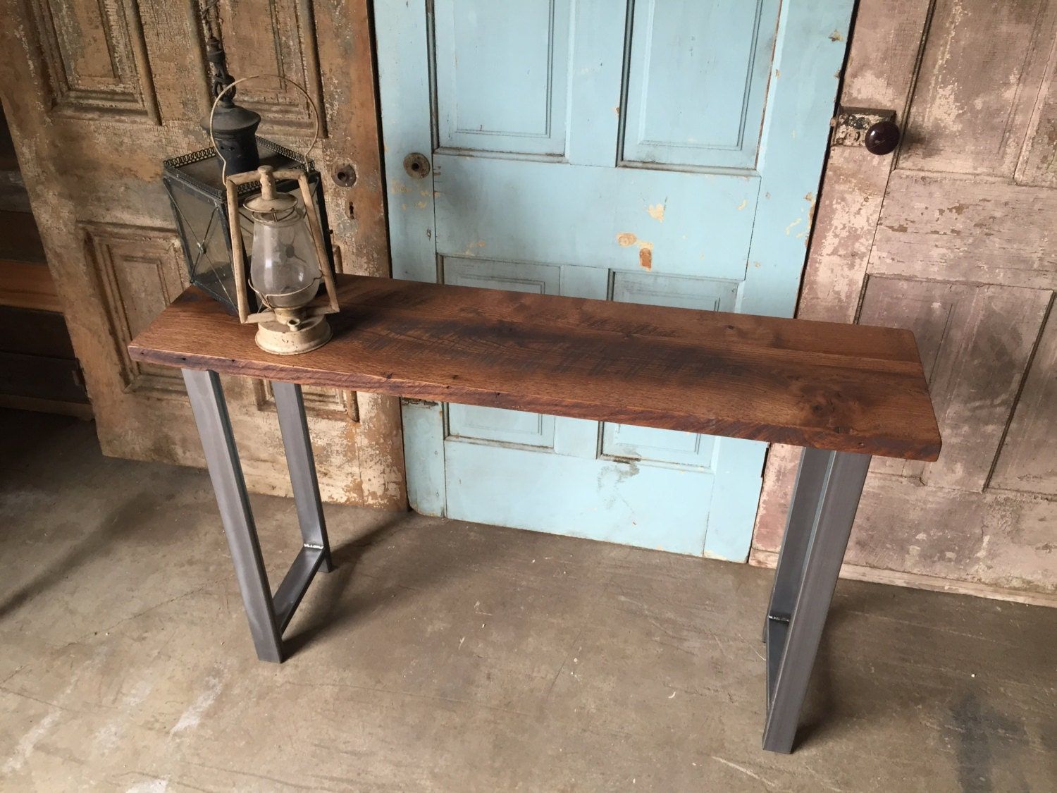 Reclaimed Wood Industrial Console Table / H Shaped Metal Legs Intended For Reclaimed Wood Console Tables (View 17 of 20)