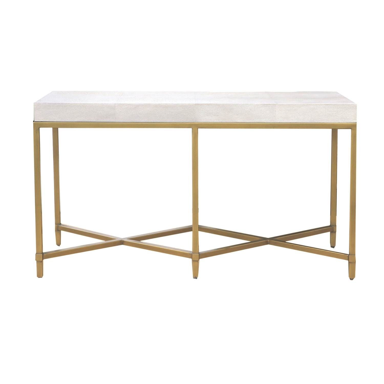 Rectangle Top Console Table With Brushed Gold Metal Base, White With Regard To Metallic Gold Console Tables (View 18 of 20)