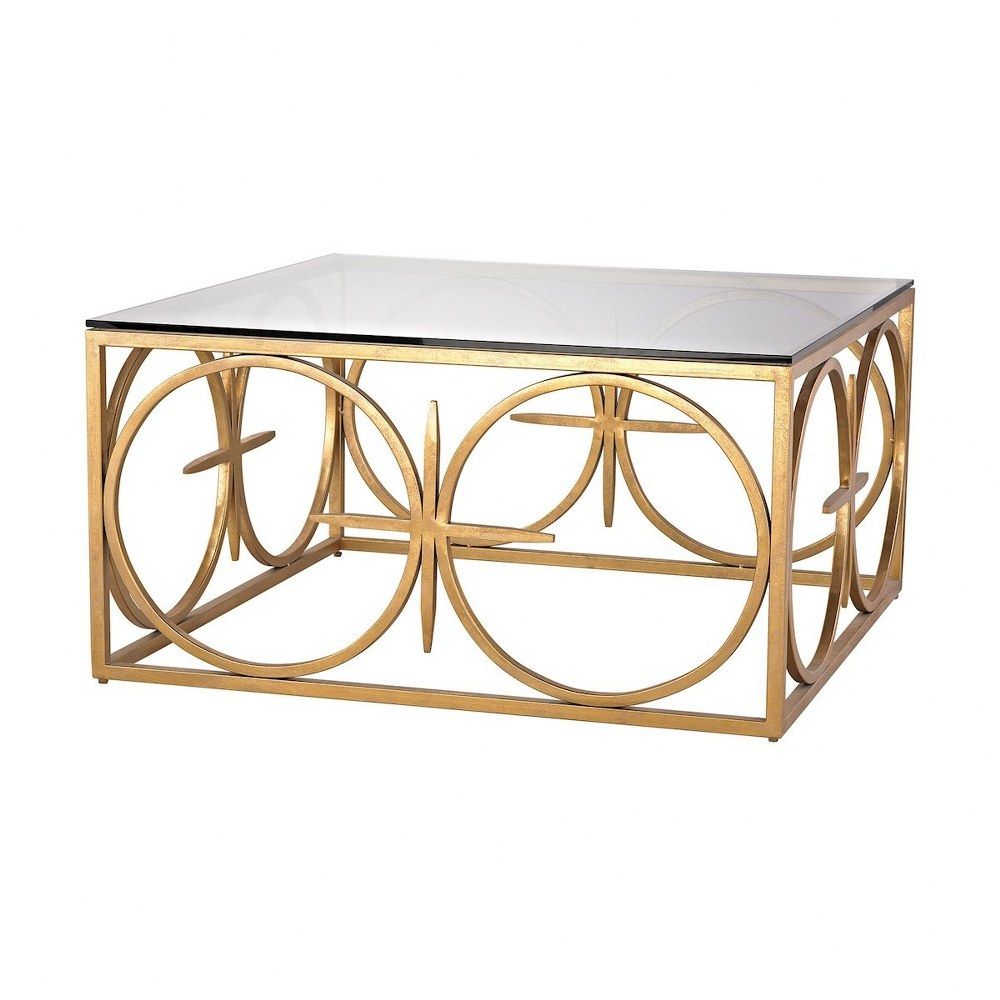 Rectangular Coffee Table In Antique Gold Leaf Finish With Frame Base In Antiqued Gold Rectangular Console Tables (View 17 of 20)