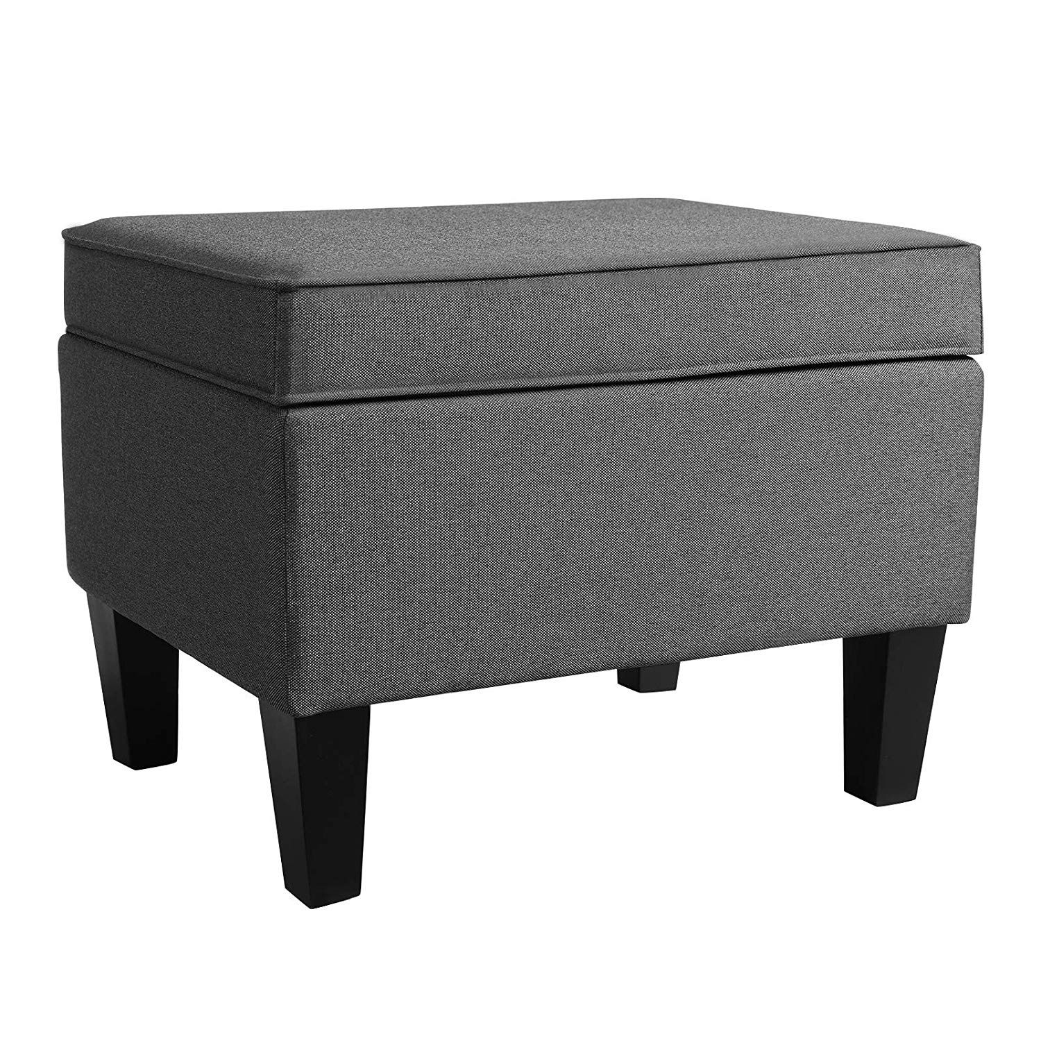 Rectangular Fabric Upholstered Wooden Frame Storage Ottoman, Gray Throughout Gray Fabric Oval Ottomans (Gallery 20 of 20)