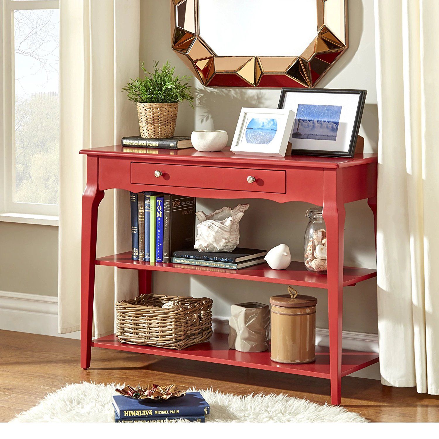 Red Console Table With Drawers – Decorative | Cool Ideas For Home Regarding Open Storage Console Tables (View 14 of 20)