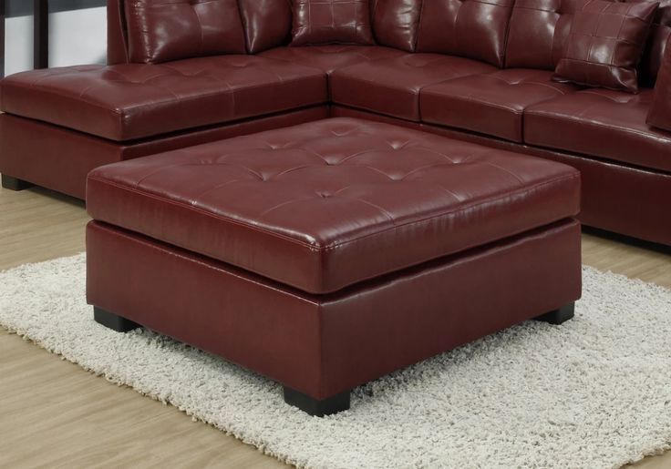 Red Leather Ottoman | Leather Ottoman, Ottoman, Bonded Leather Regarding Weathered Gold Leather Hide Pouf Ottomans (View 19 of 20)