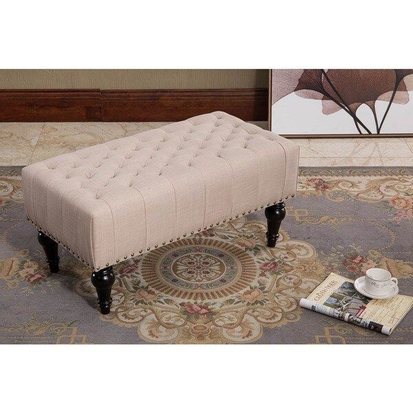 Remeed Taupe Tufted Fabric Rectangle Ottoman – Free Shipping Today Within Cream Fabric Tufted Oval Ottomans (View 3 of 20)