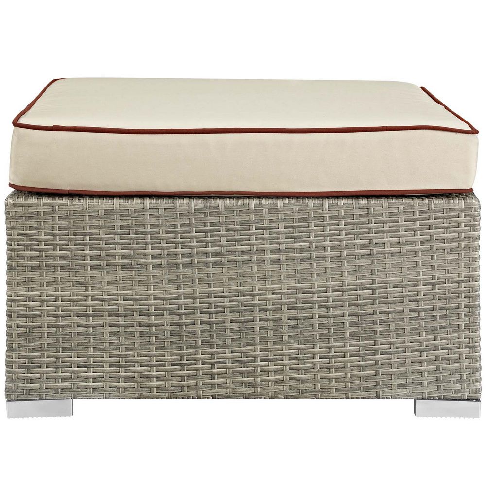 Repose Light Gray/beige Pe Rattan/fabric Ottomanmodway In Gray And Beige Solid Cube Pouf Ottomans (View 16 of 20)