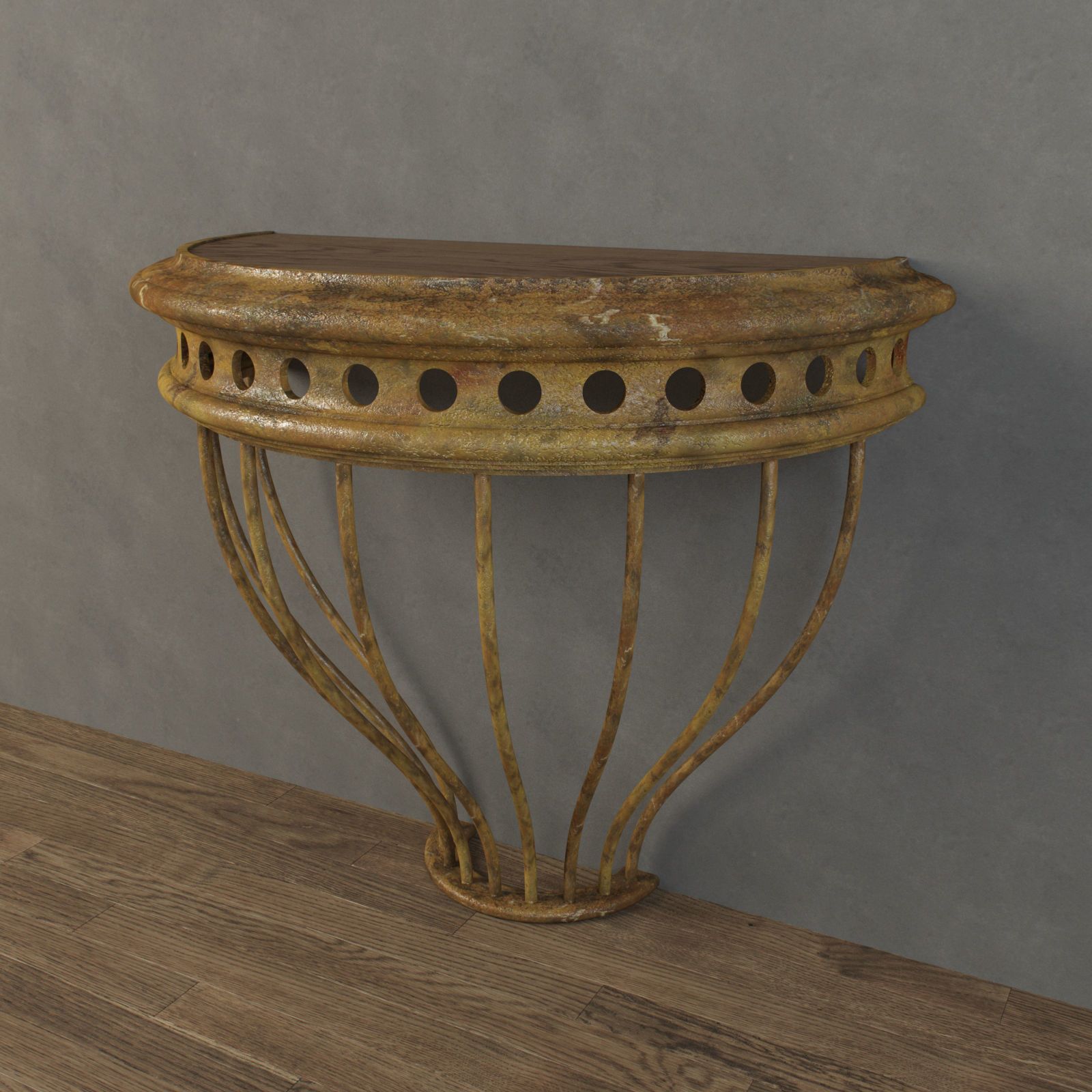 Restoration Hardware – Cast Iron Demilune Console Table 3d Model | Cgtrader With Regard To Round Iron Console Tables (View 6 of 20)