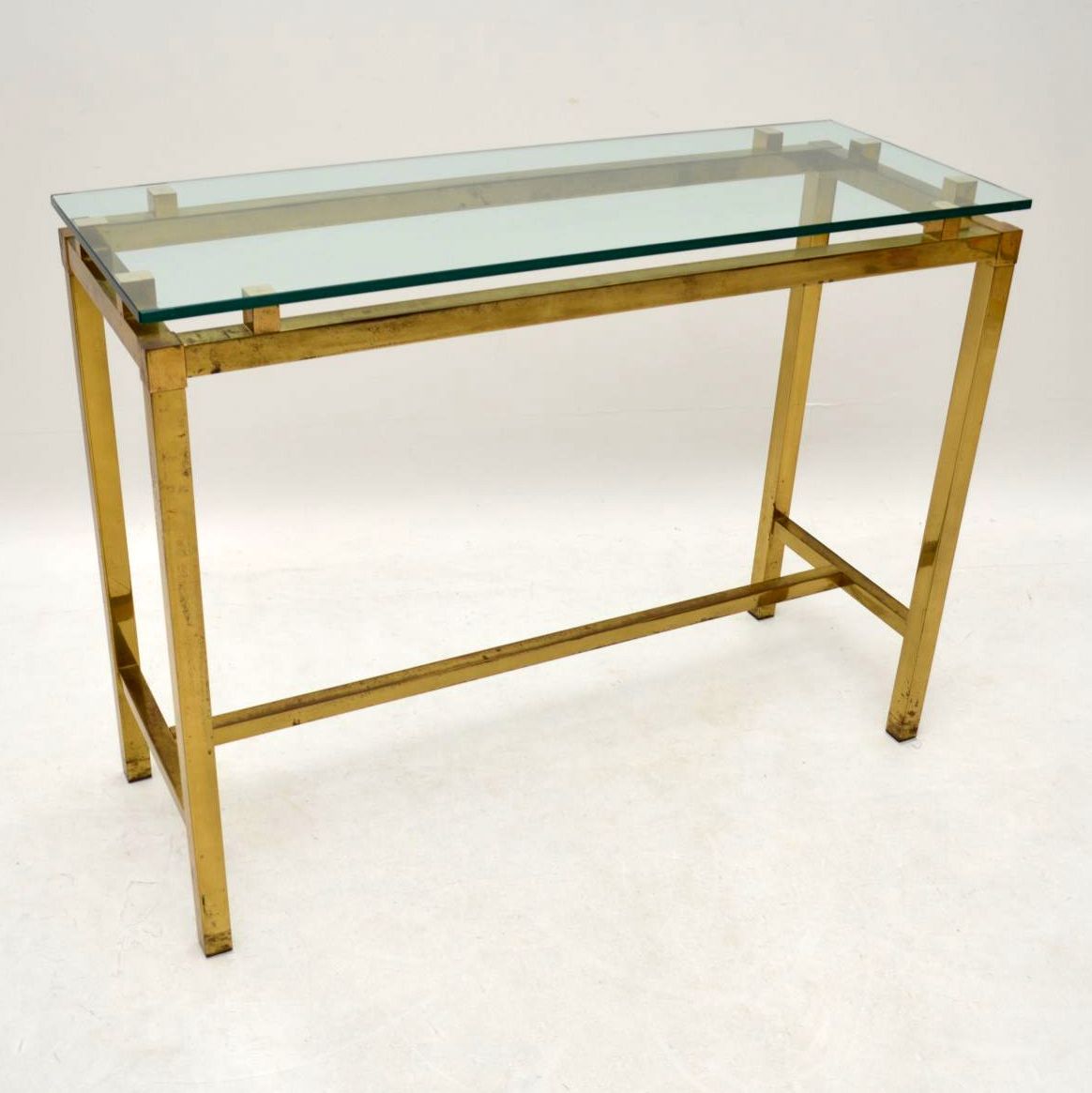 Retro Brass & Glass Console Table Vintage 1970's | Interior Boutiques For Brass Smoked Glass Console Tables (View 15 of 20)