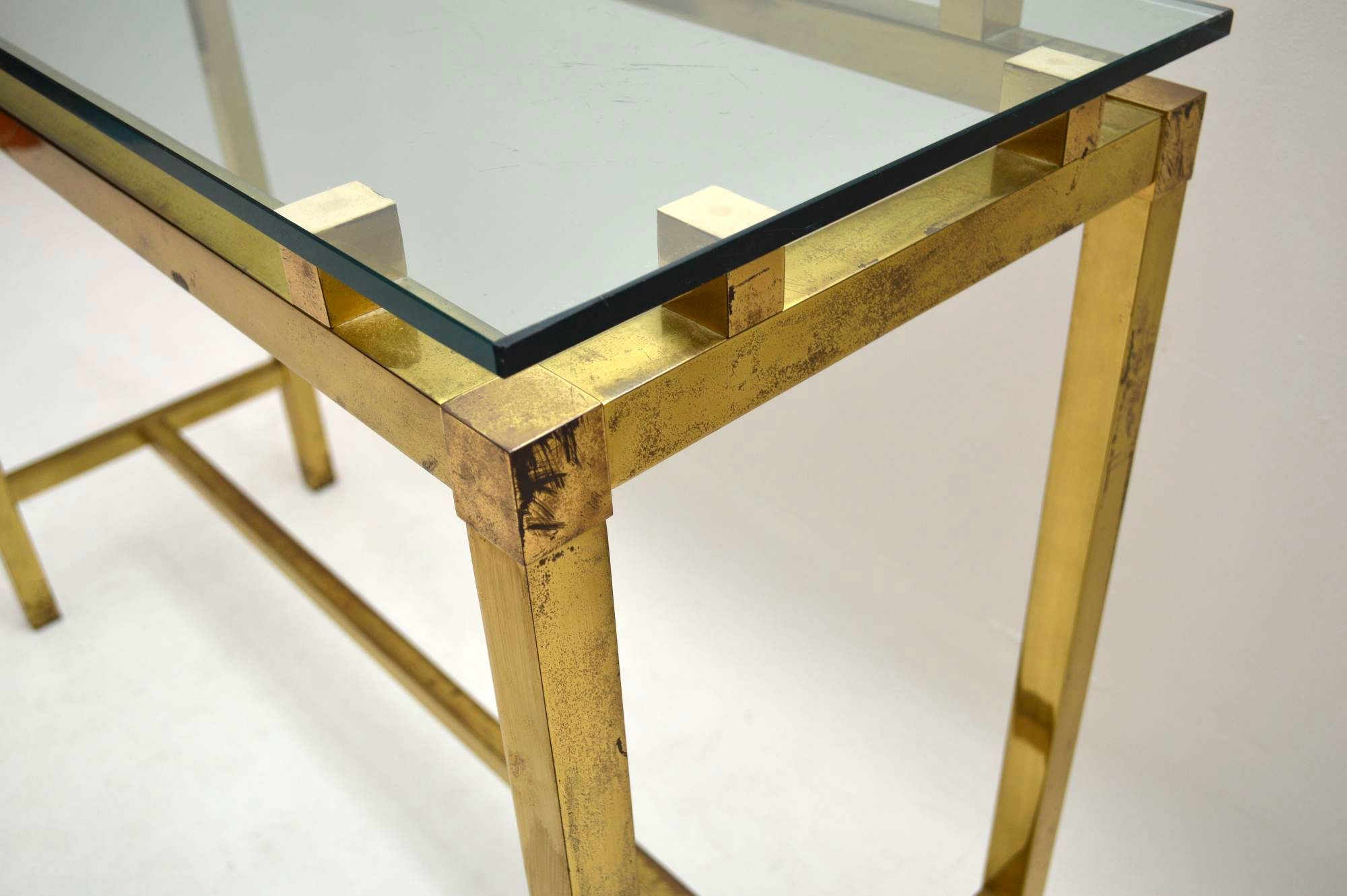 Retro Brass & Glass Console Table Vintage 1970's | Interior Boutiques Throughout Antique Brass Round Console Tables (View 16 of 20)