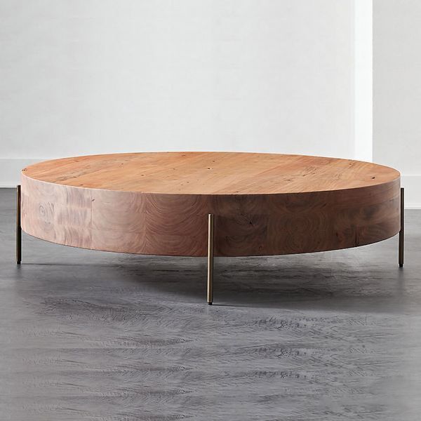 Retro Round Coffee Table With Solid Wood Tabletop Metal Legs In 2021 Regarding Metal Legs And Oak Top Round Console Tables (View 13 of 20)
