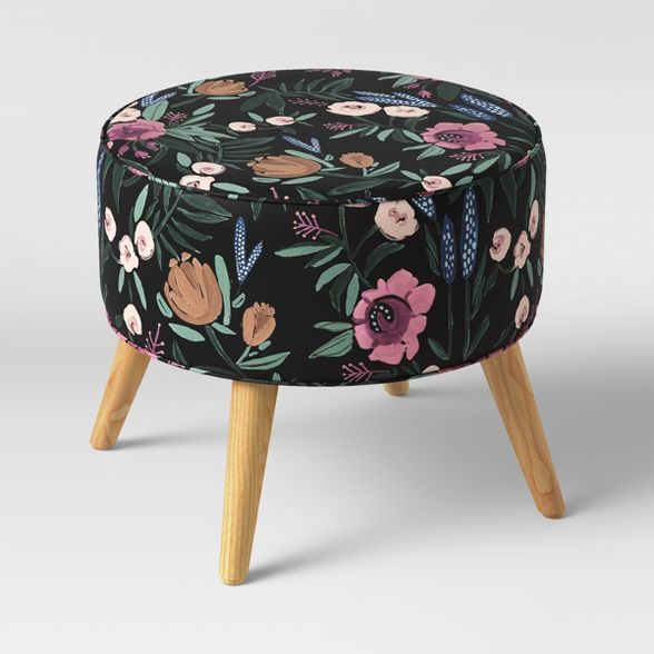 Riverplace Round Cone Leg Ottoman Bold Print – Project 62™ | Round Inside Round Black Tasseled Ottomans (View 18 of 20)