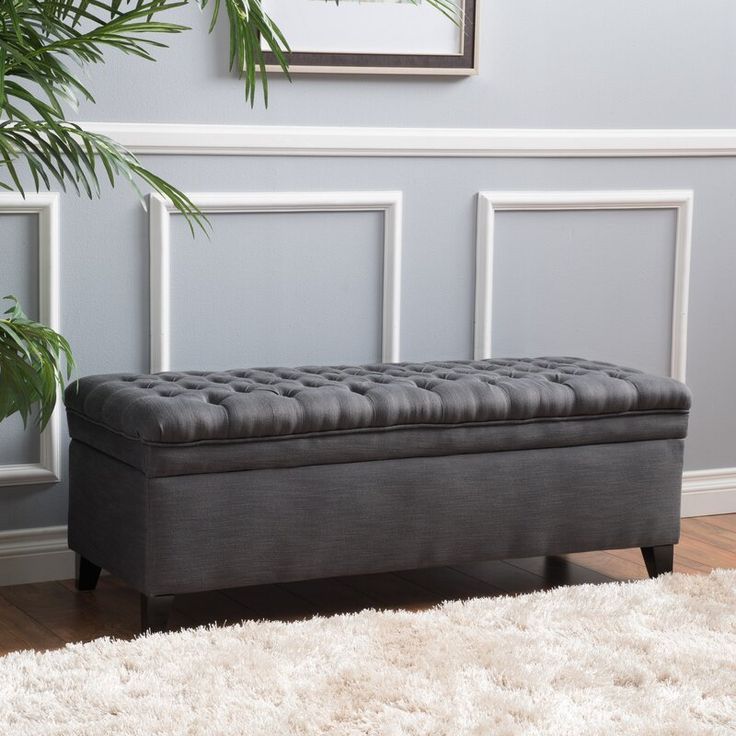 Roft 50" Tufted Rectangle Storage Ottoman | Fabric Storage Ottoman For Fabric Tufted Storage Ottomans (View 7 of 20)