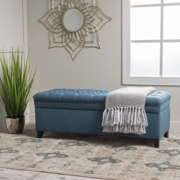 Roft 50" Tufted Rectangle Storage Ottoman | Fabric Storage Ottoman Intended For Fabric Storage Ottomans (View 16 of 20)