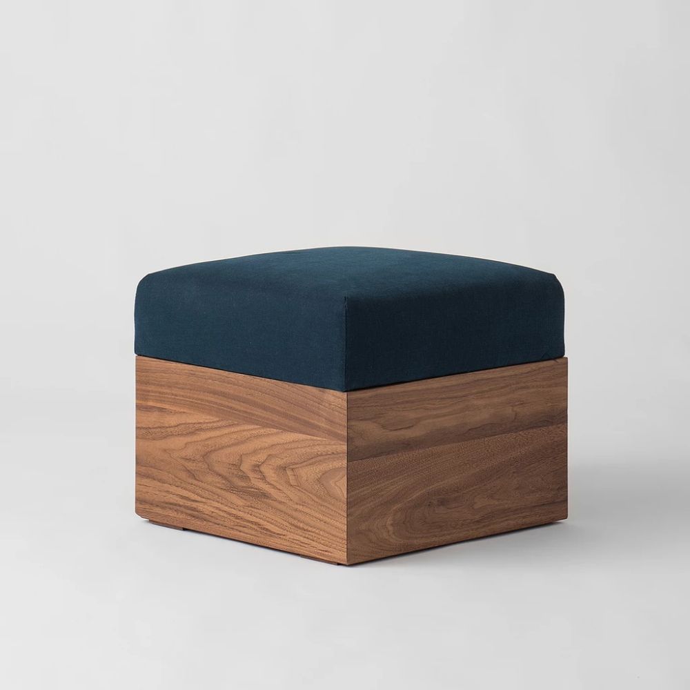 Rogers Ottoman – Navy Brushed Cotton In 2020 | Ottoman, Seating With Navy Cotton Woven Pouf Ottomans (Gallery 19 of 20)