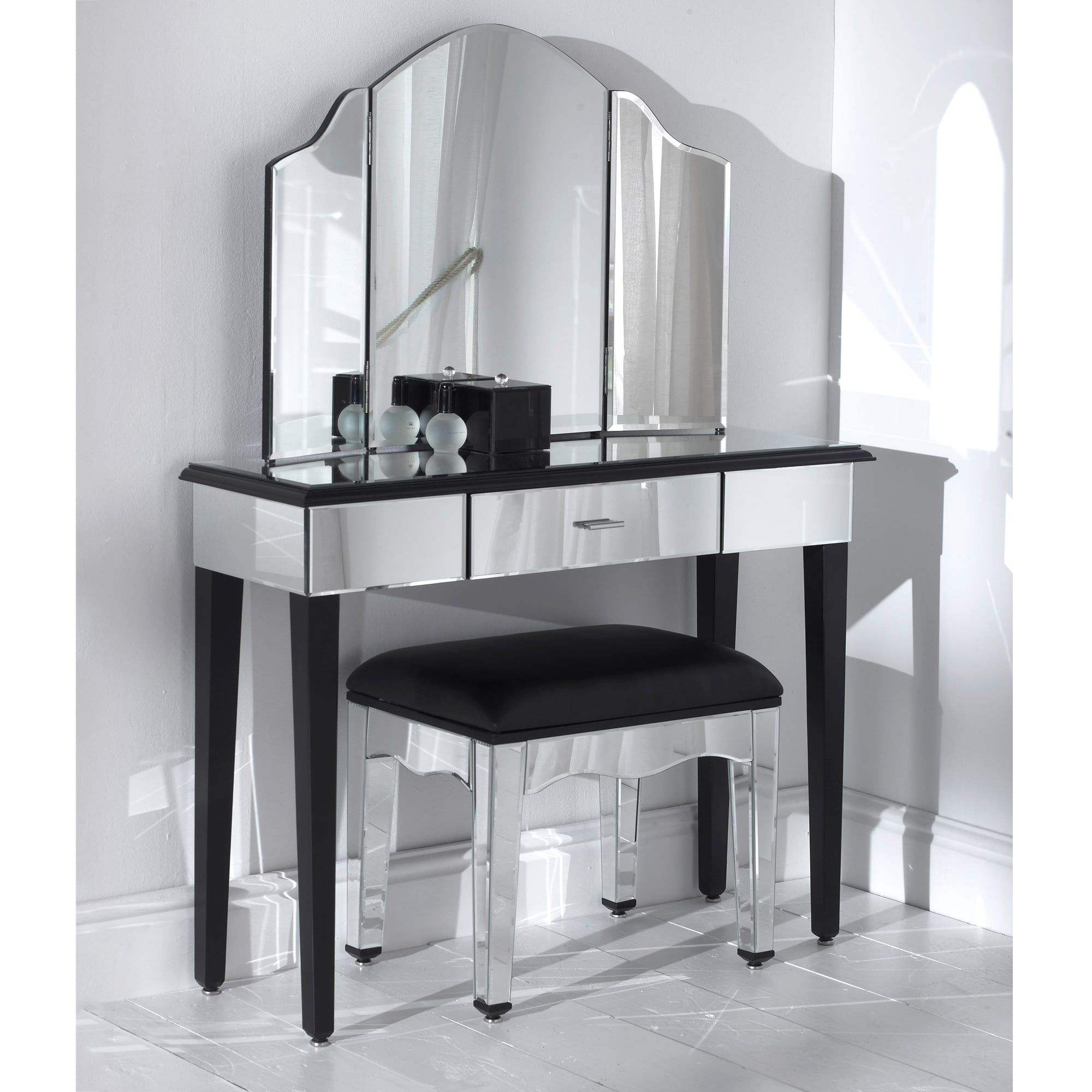 Romano Mirrored Console Table Set – Mirrored Furniture From Homesdirect Inside Mirrored Modern Console Tables (View 16 of 20)