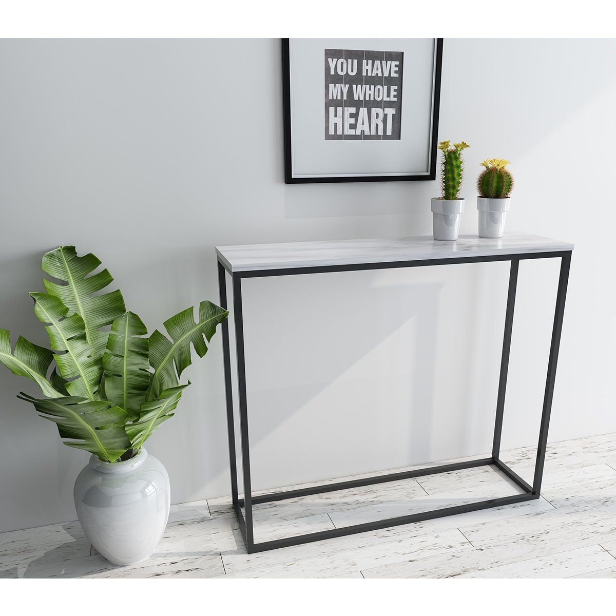 Roomfitters Sofa Console Table Marble Print Top Steel Frame Accent Inside White Marble Gold Metal Console Tables (View 5 of 20)