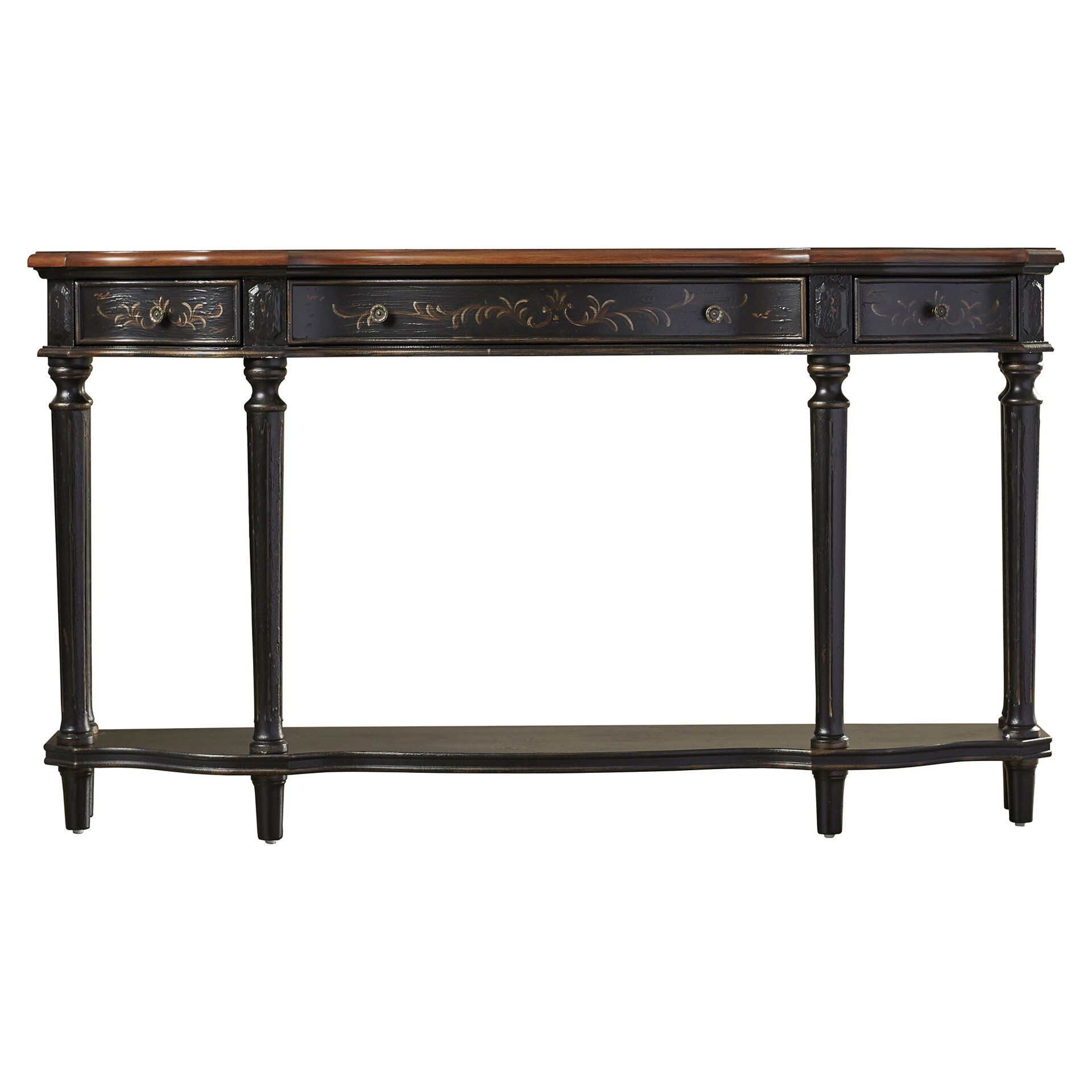 Rosalind Wheeler Pinehill Antique Console Table & Reviews | Wayfair With Regard To Antique Silver Metal Console Tables (View 6 of 20)