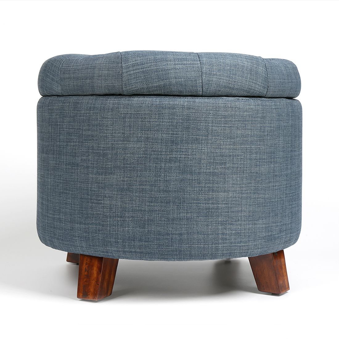 Round Footstool Storage Ottoman With Button Tufted Top Blue – Walmart With Blue Round Storage Ottomans Set Of  (View 3 of 20)