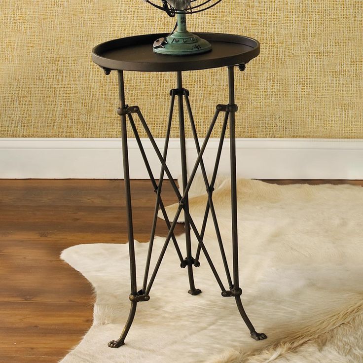 Round Metal Trestle Base Side Table | Round Metal Side Table, Metal Within Antique Brass Aluminum Round Console Tables (View 1 of 20)