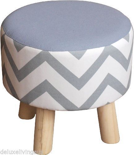 Round Ottoman – Light Grey & White – Pouffe – Foot Stool – Kids Seat Intended For White And Light Gray Cylinder Pouf Ottomans (View 16 of 20)