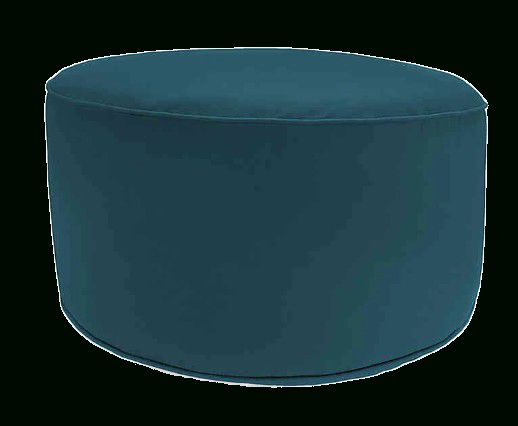 Round Pouf Ottoman In Sunbrella® Loft Turquoise | Decorist In Textured Aqua Round Pouf Ottomans (View 10 of 20)