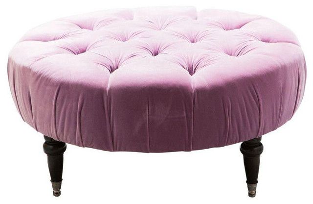 – Round Purple Tufted Ottoman & Reviews | Houzz In Glam Light Pink Velvet Tufted Ottomans (View 14 of 20)