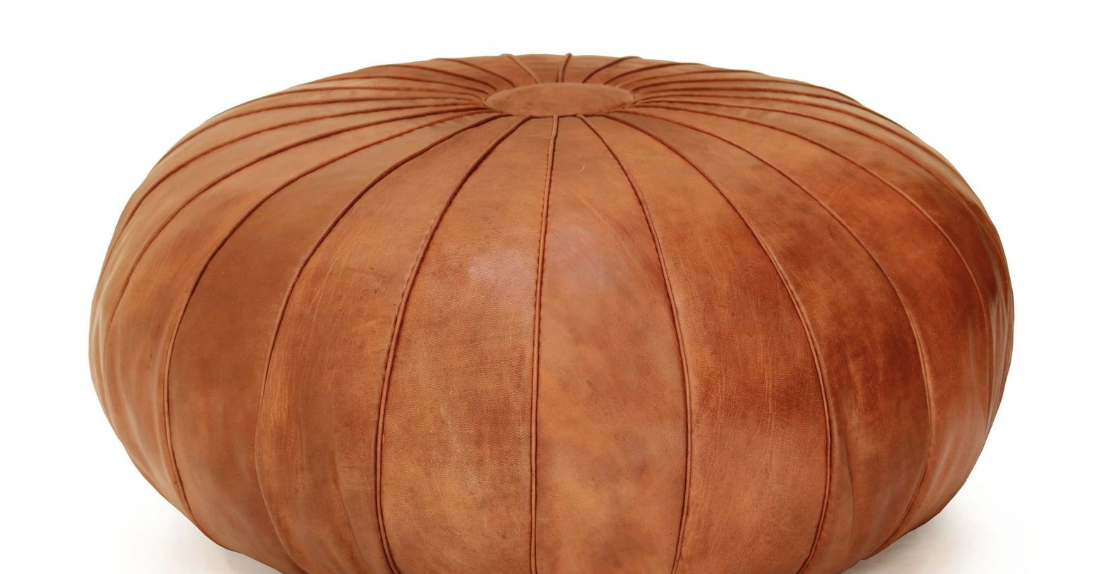 Round Stunning Light Brown Leather Moroccan Pouf Ottoman | Etsy For Gray Moroccan Inspired Pouf Ottomans (View 10 of 20)