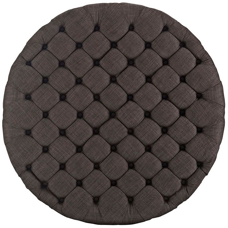 Round Tufted Fabric Ottoman | Modern Furniture • Brickell Collection In Brown Fabric Tufted Surfboard Ottomans (View 17 of 20)