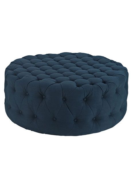 Round Tufted Fabric Ottoman | Modern Furniture • Brickell Collection With Cream Fabric Tufted Oval Ottomans (View 13 of 20)