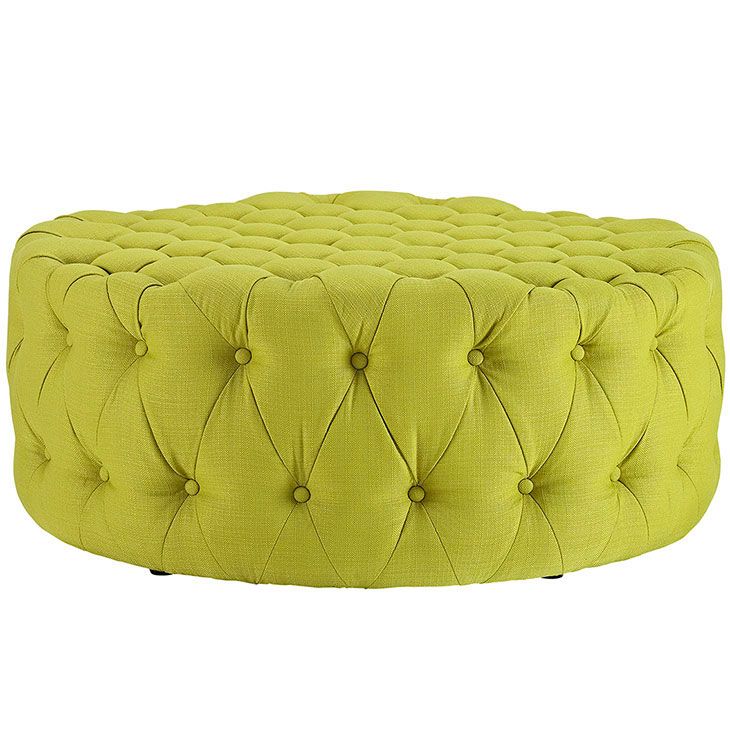 Round Tufted Fabric Ottoman | Modern Furniture • Brickell Collection With Tufted Fabric Ottomans (View 20 of 20)