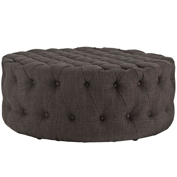 Round Tufted Fabric Ottoman | Modern Furniture • Brickell Collection Within Fabric Oversized Pouf Ottomans (View 19 of 20)
