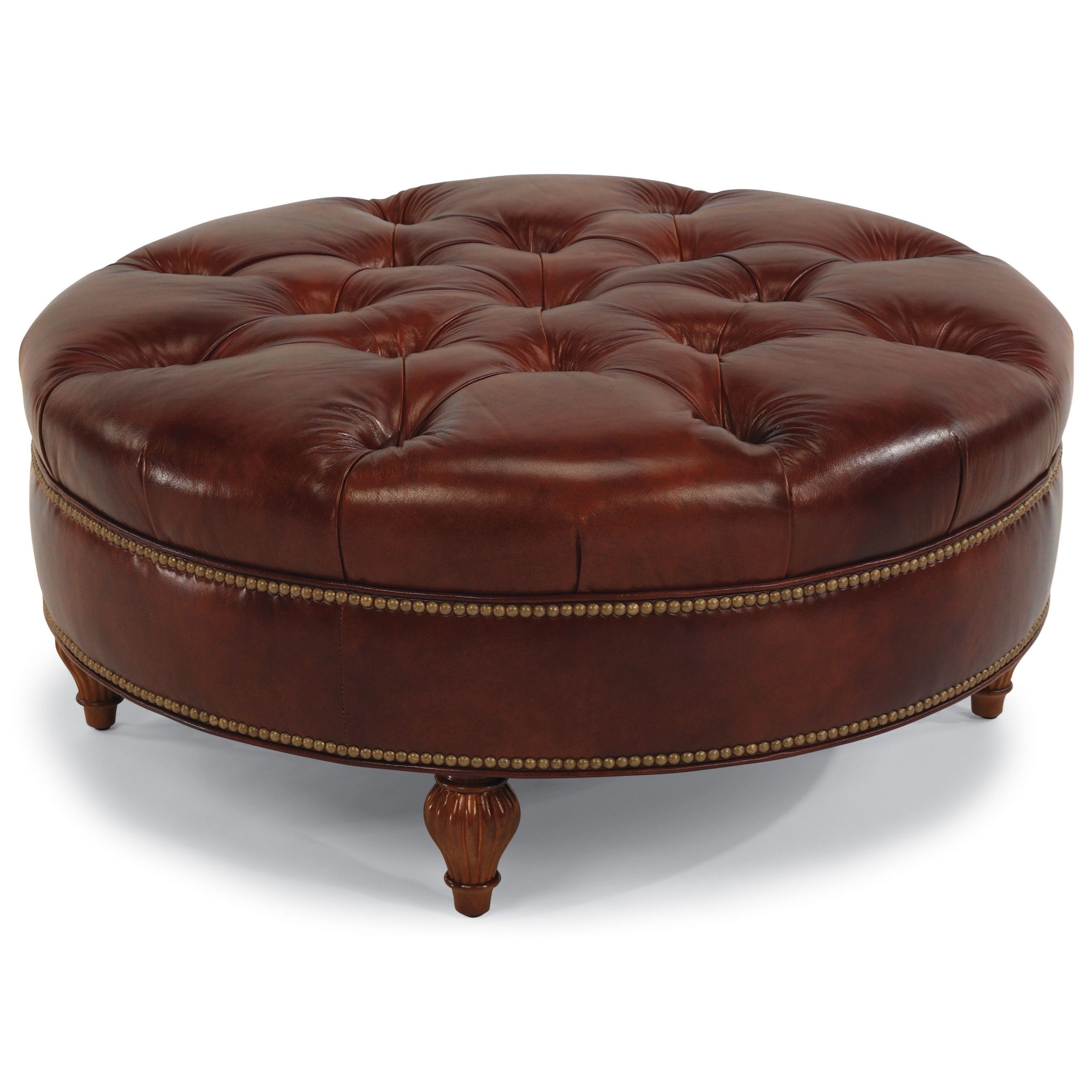 Round Tufted Leather Ottoman – Ideas On Foter Pertaining To Leather Pouf Ottomans (View 6 of 20)