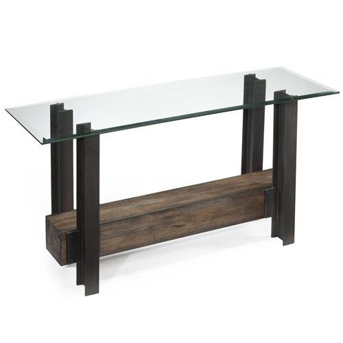 Rowan Rustic Glass Top Rectangular Sofa Tablemagnussen Home At Throughout Rectangular Glass Top Console Tables (View 16 of 20)