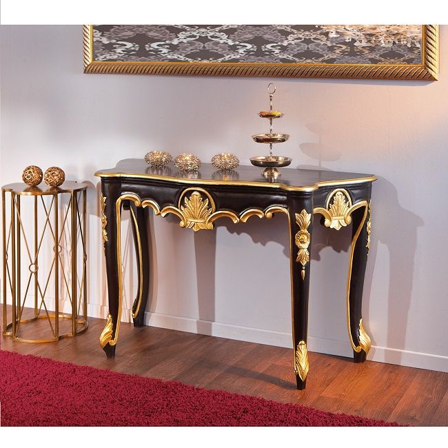 Royal Vintage Console Table Baroque Style In Black And Gold In Antique Gold Aluminum Console Tables (View 19 of 20)