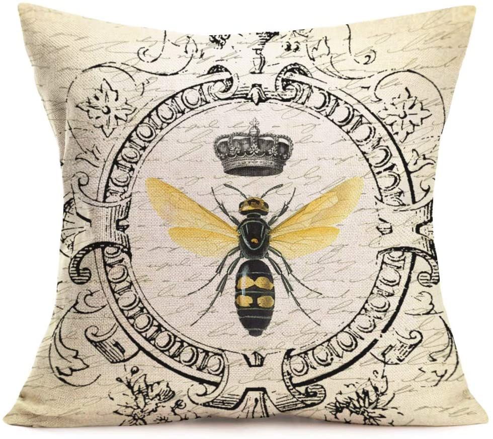 Royalours Throw Pillow Covers Butterfly & Honeybee Decorative Pillow Inside Green Canvas French Chateau Square Pouf Ottomans (View 8 of 20)