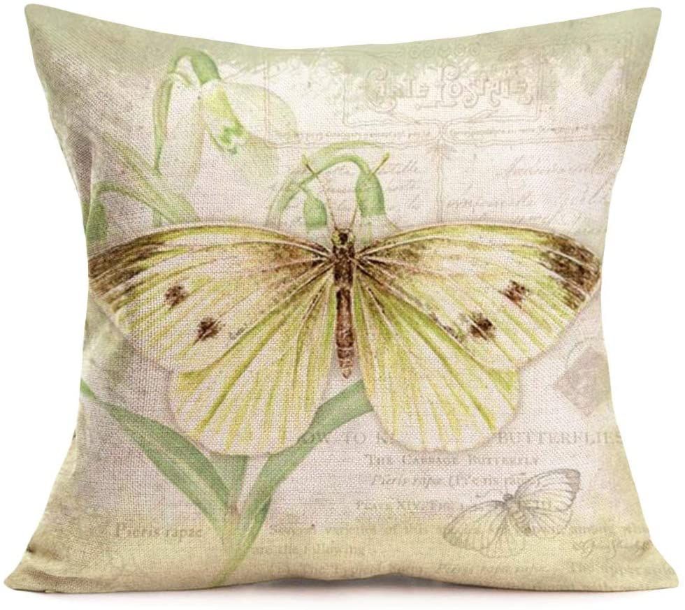 Royalours Throw Pillow Covers Butterfly & Honeybee Decorative Pillow Intended For Green Canvas French Chateau Square Pouf Ottomans (View 7 of 20)